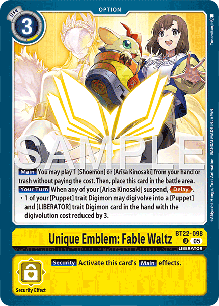 BT22-098Unique Emblem: Fable Waltz