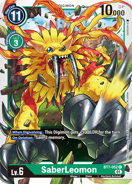 Uncommon SaberLeomon BT1-043 Digimon Card Game BT1