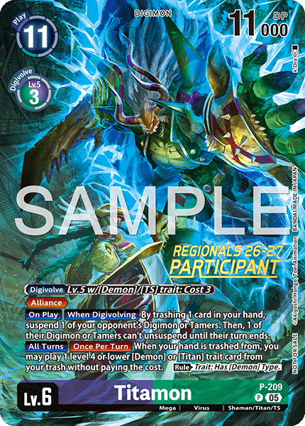 Regionals 26-27 Season 1 Participation Card Set