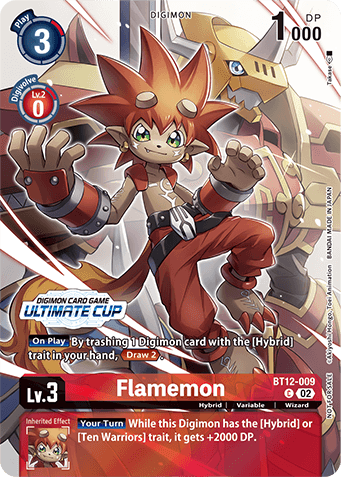 BT12-009 Flamemon <br>Alt-Art Promo Card