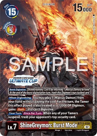 BT13-020 ShineGreymon: Burst Mode Alt-Art Promo Card