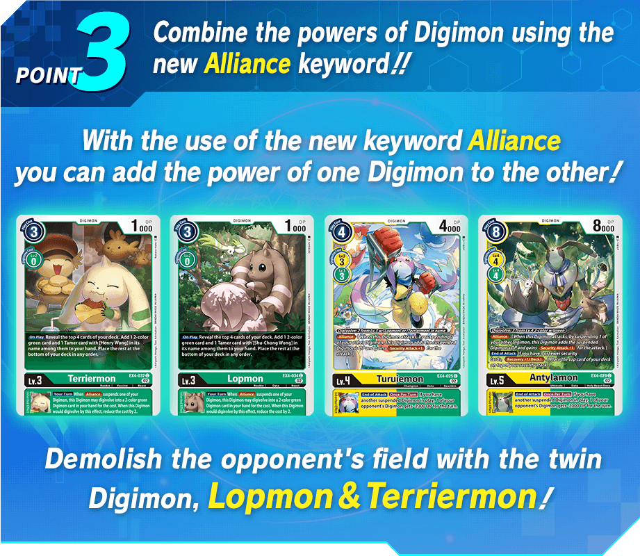 POINT3 Combine the powers of Digimon using the new Alliance!!